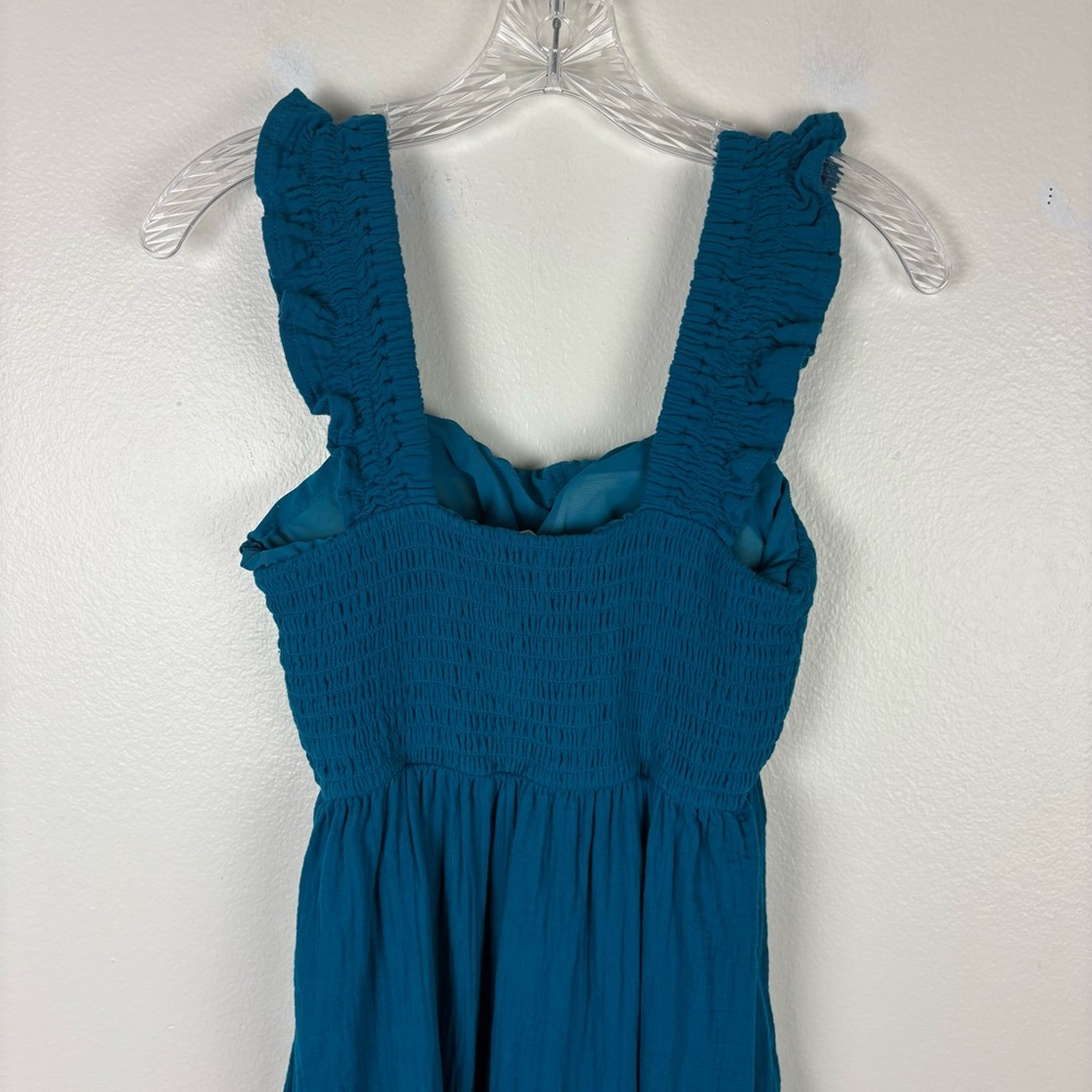 Soma Weekend Smocked Ruffle Strap Pintucked Midi Dress in Blue - Picture 9 of 15